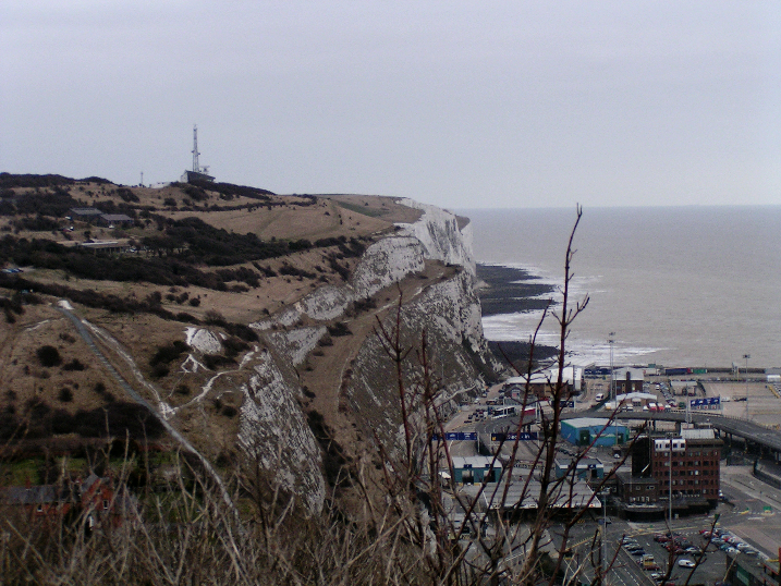 The white cliffs of Dover, So high you can't see over. . .